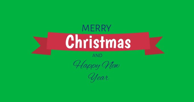 Digital animation of merry christmas and happy new year text banner against black background