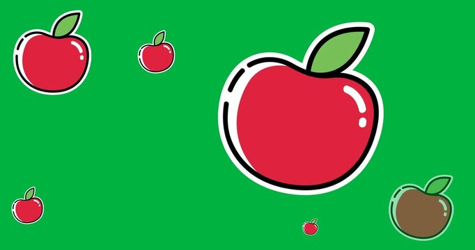 Digitally generated image of multiple apple icons against black background