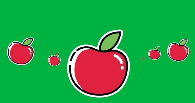 Digitally generated image of multiple apple icons against black background