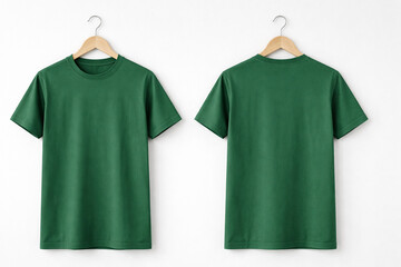 green shirt mockup on a hanger, front and back © db_art0
