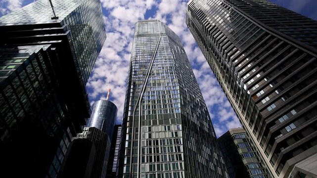 the skyline of modern frankfurt am main germany 4k video