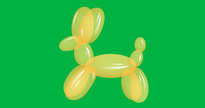 Digital animation of puppy dog made of yellow balloon against black background