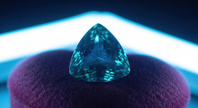 Close-up of a faceted gemstone on velvet background