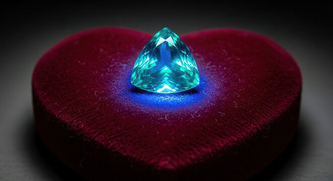 Brilliant Gemstone in a Heart-Shaped Velvet Nest