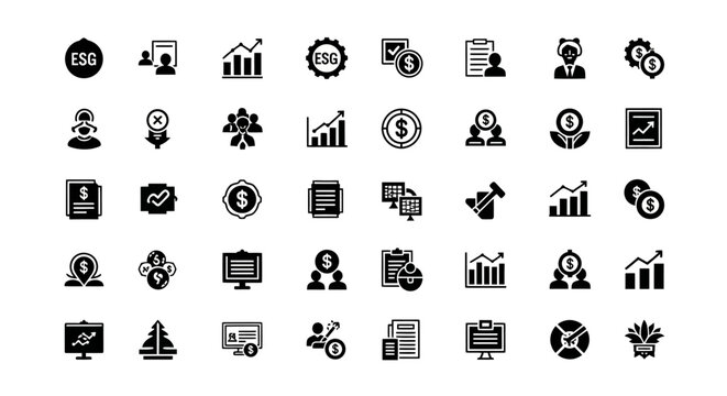 ESG icons set. Environmental, Social, Governance concept.