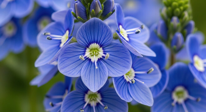 Blue Wildflowers in Close-Up Detail