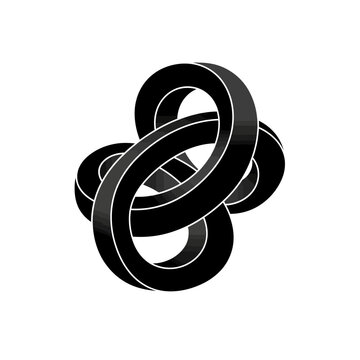 Impossible Object Optical Illusion, Black and White Abstract Knot