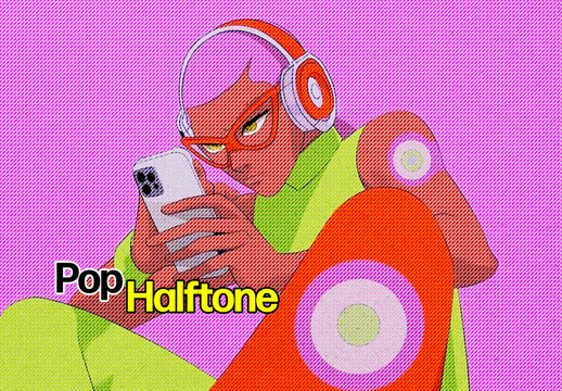 Pop Halftone Photo Effect Mockup