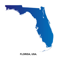 Fototapeta premium Florida map gradient blue, usa state modern silhouette, america geography vector illustration