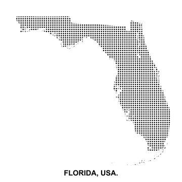 Florida dotted map, usa state halftone pattern, digital geography silhouette vector