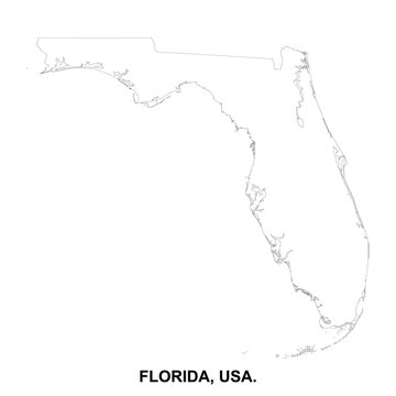 Florida map outline vector USA state contour line illustration geographic border design minimal cartography element