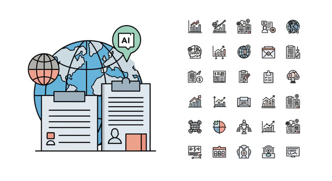 AI global business analytics and data analysis concept