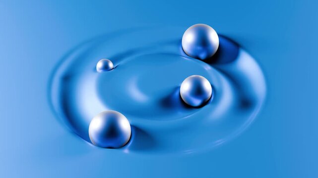 Abstract Blue Spheres Orbit on Light Background, Corporate Fintech Technology Concept