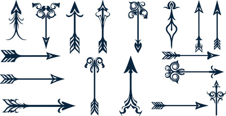 Collection of vintage ornate arrow and pointer designs for artistic or decorative use © chaity