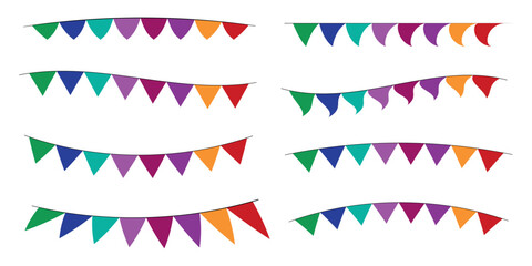 Obraz premium Colorful bunting flags pattern festive decorations for celebrations and events
