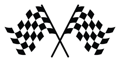 Fototapeta premium Crossed checkered racing flags vector isolated on white