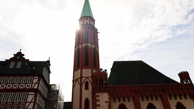 the historic roemer town center of frankfurt germany 4k video