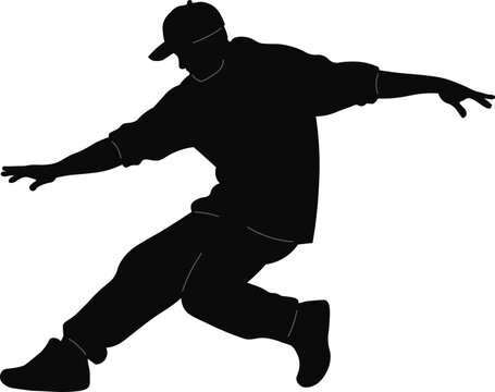 Hip Hop Dance Silhouette Action Pose SVG Vector Urban Street Style Dancer Illustration