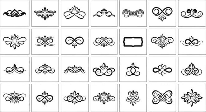 Ornate Scrollwork Borders and Dividers Collection - Vintage Decorative Elements