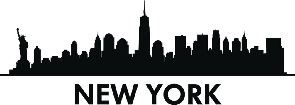 New york city skyline silhouette with text a modern urban landscape