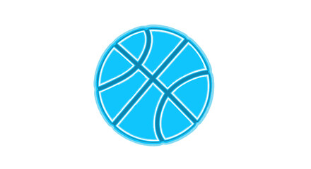 Neon Blue Basketball Icon on White Background, Sport Concept © Varel