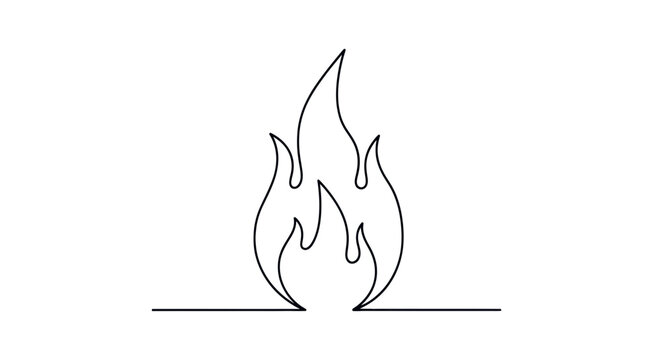 Minimalist Single Line Drawing of a Flame