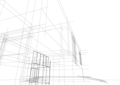 house building sketch architectural 3d illustration