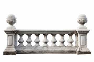 Naklejka premium Stone balustrade architectural element creating a classic dividing barrier on white