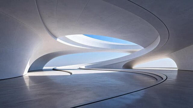 Abstract white architectural space with curves