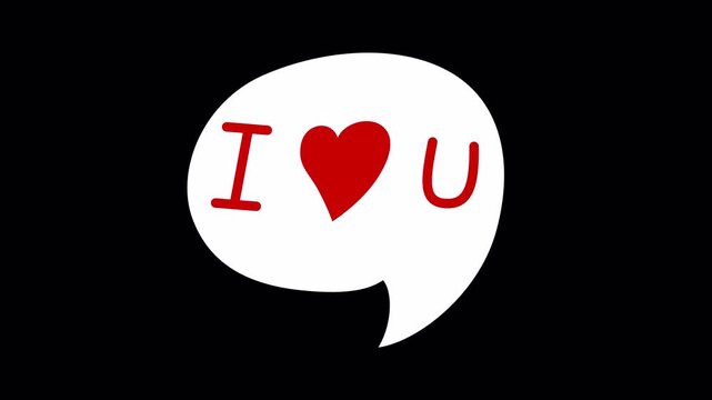Animated Romantic I Love You Speech Bubble for Valentines Day Message Loop on Alpha Channel
