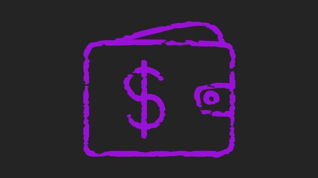 &Iacute;cone de carteira de dinheiro com cifr&atilde;o estilo 2D animado