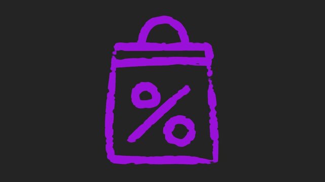 &Iacute;cone de sacola com desconto 2D animado