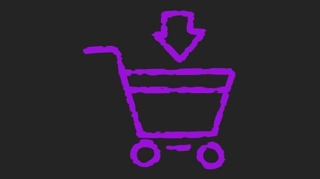 &Iacute;cone carrinho de supermercado adicionar produto estilo 2D animado