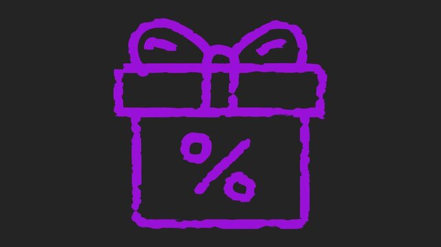 &Iacute;cone de presente de desconto animado estilo 2D fundo vazado