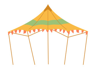 Festival tent with flags flat vector illustration isolated on white. © Александра Гвардейце