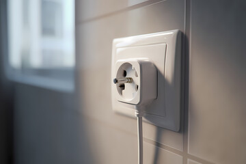 Naklejka premium Close Up of Power Socket with Plug