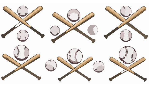 Bates y pelotas de b&eacute;isbol vector m&uacute;ltiples perspectivas