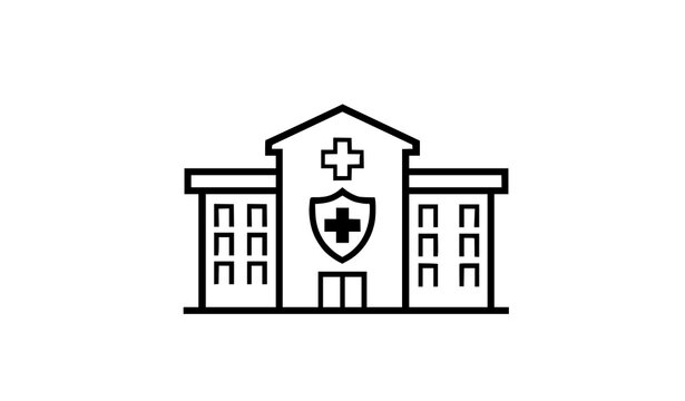 Icono hospital blanco negro cruz m&eacute;dica vector
