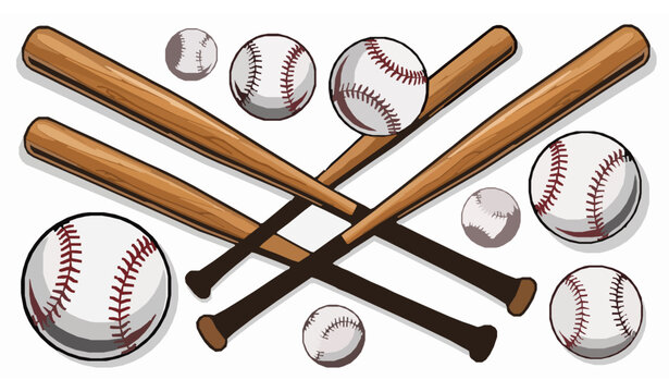 Colecci&oacute;n bates y pelotas b&eacute;isbol vector dise&ntilde;o deportivo
