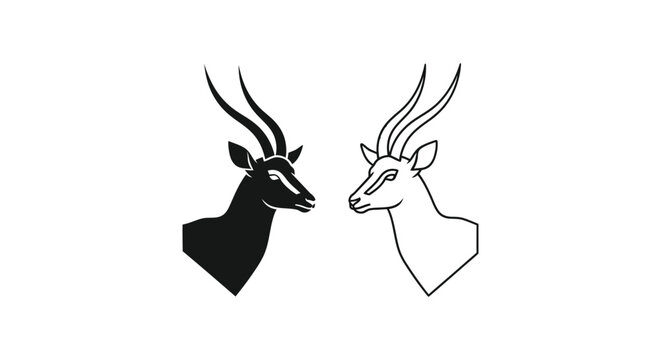 Elegant Antelope Heads Design Vector Art Vector