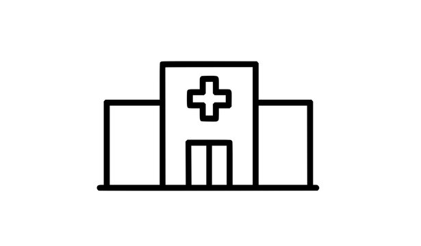 Icono hospital cruz m&eacute;dica vector dise&ntilde;o simple