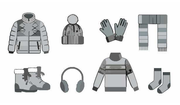 Iconos ropa invierno vector set moda clima fr&iacute;o