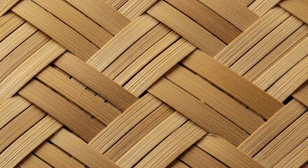 Close-up Macro Shot of Woven Bamboo Texture Pattern.