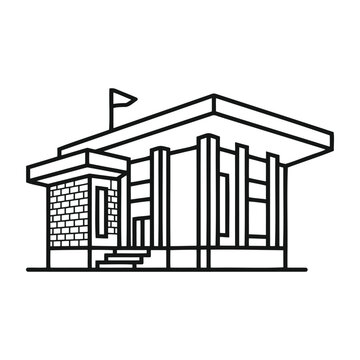 Modern building facade outline drawing with line art real estate modern architecture building ske