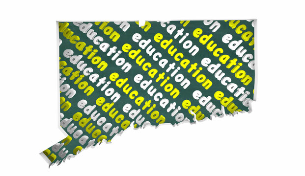 Connecticut CT Education School Board District State Map Student Learning 3d Illustration