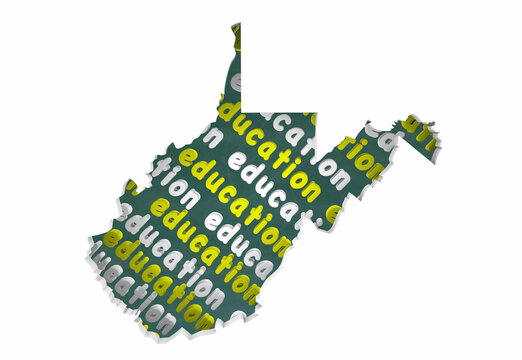 West Virginia WV Education School Board District State Map Student Learning 3d Illustration