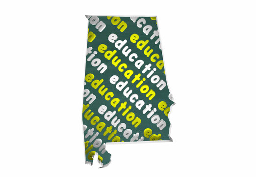 Alabama AL Education School Board District State Map Student Learning 3d Illustration