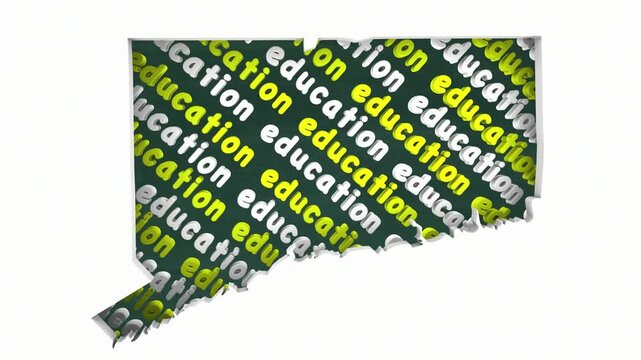 Connecticut CT Education School Board District State Map Student Learning 3d Animation