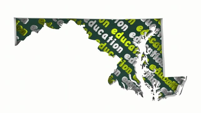 Maryland MD Education School Board District State Map Student Learning 3d Animation