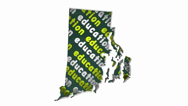 Rhode Island RI Education School Board District State Map Student Learning 3d Animation